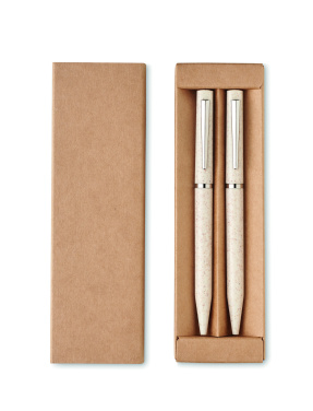 Logo trade promotional items image of: Wheat straw/ABS twist pen set