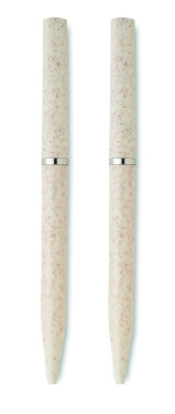 Logo trade promotional item photo of: Wheat straw/ABS twist pen set