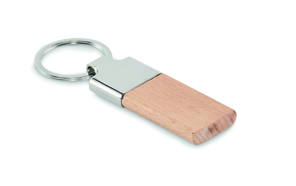 Logo trade business gift photo of: Key ring with rubber wood