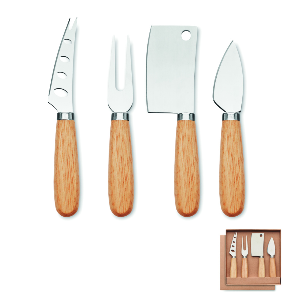 Logo trade promotional giveaways picture of: Set of 4 cheese knives