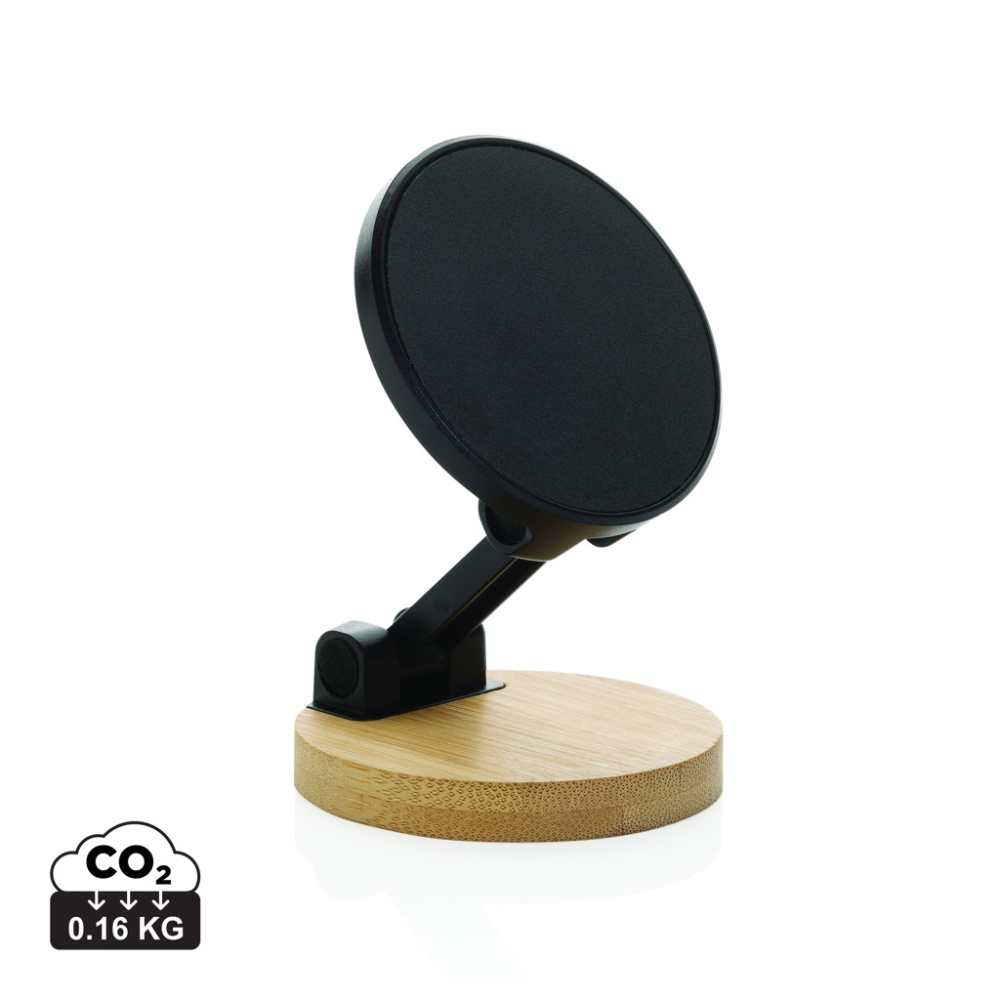 Logo trade advertising product photo of: Magmount RCS recycled plastic and bamboo phone stand