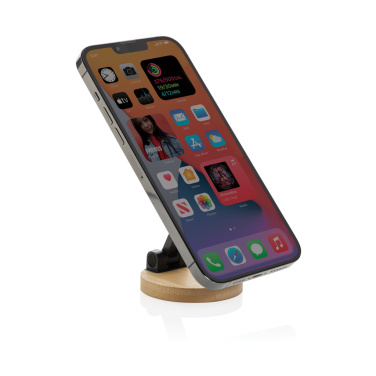 Logotrade promotional product image of: Magmount RCS recycled plastic and bamboo phone stand