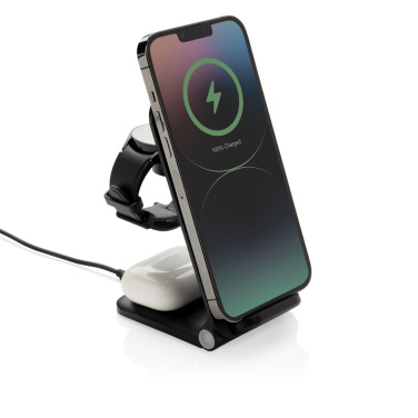 Logo trade corporate gifts image of: Powerpal 3 in 1 RCS recycled plastic 15W charger