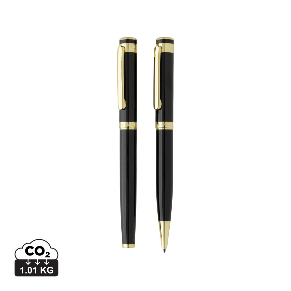 Logo trade business gifts image of: Swiss Peak Luca RCS recycled brass deluxe pen set
