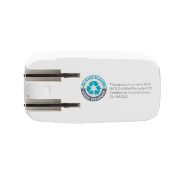 Logo trade corporate gift photo of: TravelCharge Pro RCS rplastic travel charger with USB C