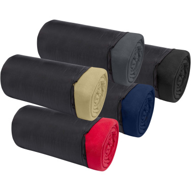 Logotrade promotional giveaway picture of: Huggy fleece plaid blanket with carry pouch 220x250 cm