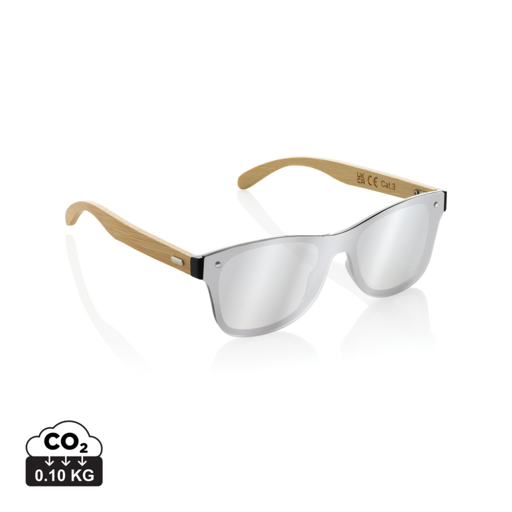 Logo trade promotional merchandise image of: Prism RCS recycled plastic sunglasses with bamboo frame