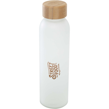Logotrade corporate gift image of: Lume 500 ml matte soda lime glass bottle with bamboo lid