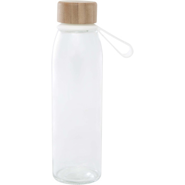Logo trade business gifts image of: Porto 500 ml glass water bottle with silicone handle and bamboo lid