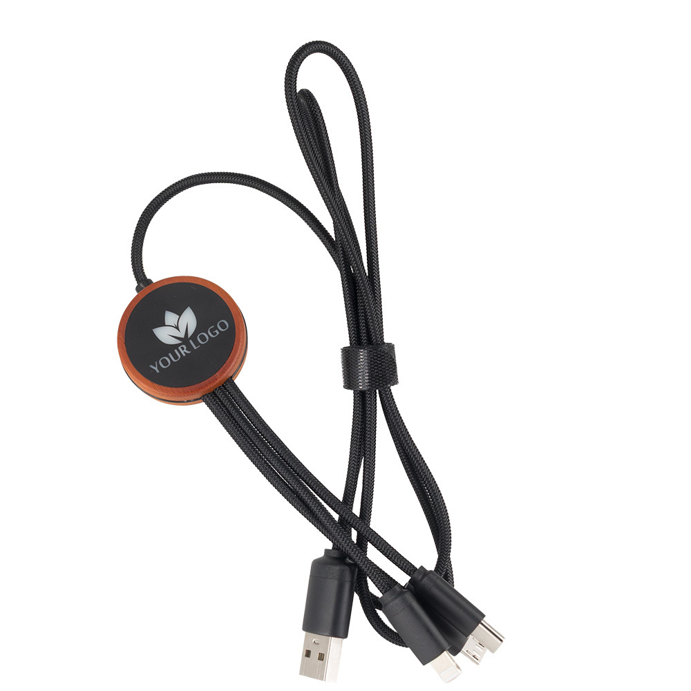 Logo trade promotional items picture of: Cable 3in1 with illuminated logo - LH-ZM04