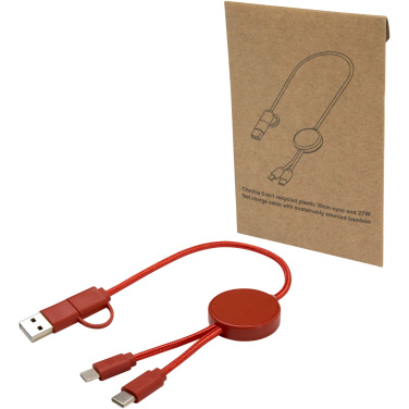 Logotrade promotional product image of: Citala 5-in-1 recycled plastic 30 cm data sync and 27W fast charge cable