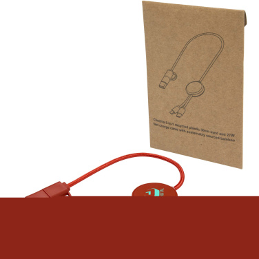 Logo trade promotional merchandise picture of: Citala 5-in-1 recycled plastic 30 cm data sync and 27W fast charge cable