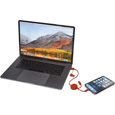 Logo trade promotional gift photo of: Citala 5-in-1 recycled plastic 30 cm data sync and 27W fast charge cable