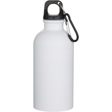 Logotrade promotional product image of: Oregon 400 ml matte RCS recycled single wall stainless steel water bottle with carabiner