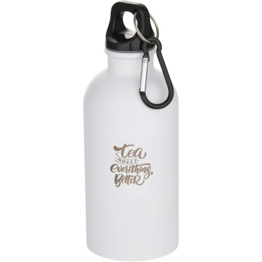 Logo trade corporate gift photo of: Oregon 400 ml matte RCS recycled single wall stainless steel water bottle with carabiner