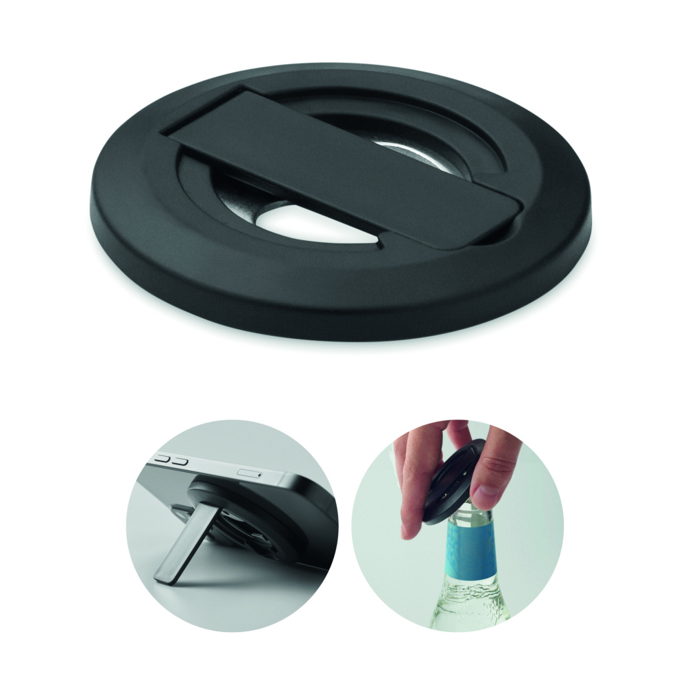 Logo trade promotional merchandise photo of: Phone holder and bottle opener
