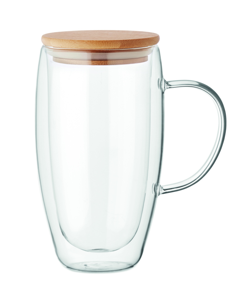 Logo trade promotional giveaways picture of: Double wall glass mug 450ml