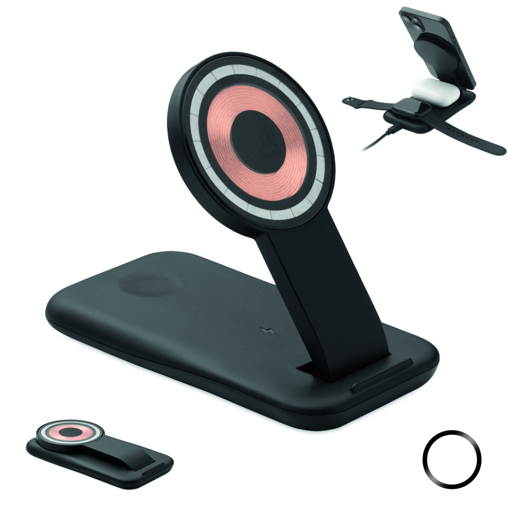 Logo trade promotional merchandise photo of: 3 in 1 wireless charger 15W