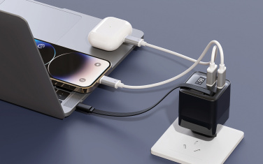 Logo trade promotional giveaways image of: Urban Vitamin Mendocino 65W GaN charger retractable cable