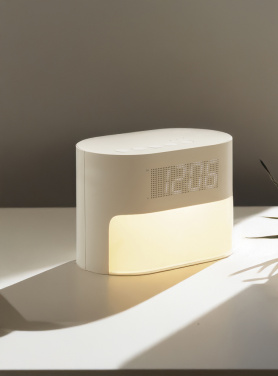 Logo trade promotional giveaways image of: LumaRise RCS reycled plastic white noise alarm clock