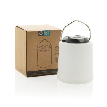 Logo trade corporate gifts image of: Limio RCS recycled plastic portable re-chargeable table lamp