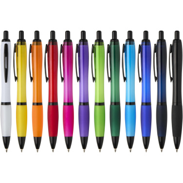 Logo trade promotional giveaways picture of: Nash recycled plastic ballpoint pen with black trims (black ink)