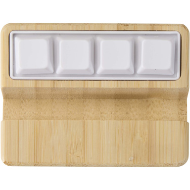 Logo trade advertising product photo of: Algol recycled plastic phone stand and fidget toy with bamboo details