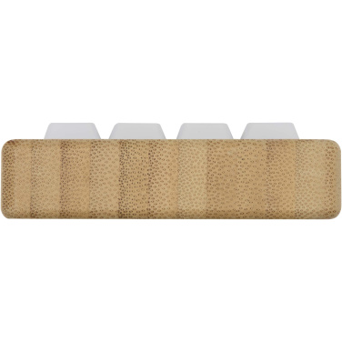 Logotrade promotional merchandise photo of: Algol recycled plastic phone stand and fidget toy with bamboo details