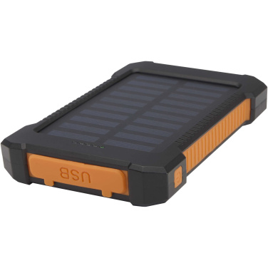 Logo trade promotional merchandise picture of: Altair 5000 mAh 10W recycled plastic rugged solar power bank with built-in torch