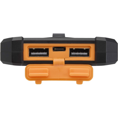 Logo trade promotional items image of: Altair 5000 mAh 10W recycled plastic rugged solar power bank with built-in torch