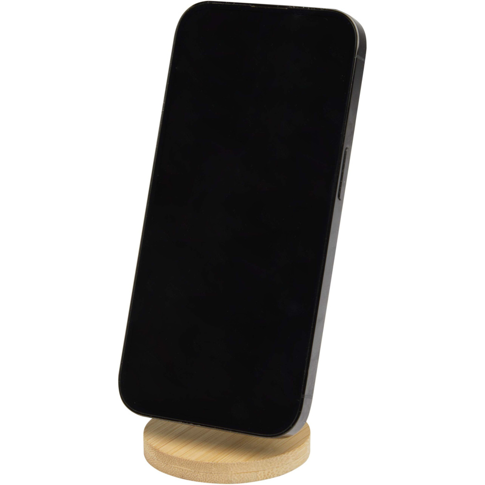 Logotrade corporate gift picture of: Alcor recycled plastic foldeable magnetic phone stand with bamboo details