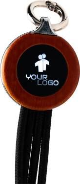 Logotrade advertising product picture of: 4-in-1 cable with elighted logo in a wooden casing