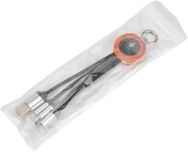 Logotrade promotional items photo of: 4-in-1 cable with elighted logo in a wooden casing