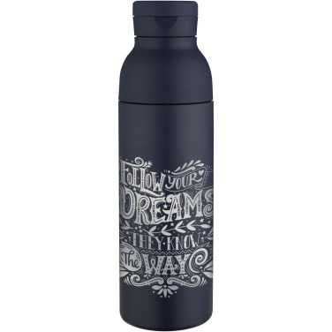 Logo trade promotional gifts image of: Illuminate 650 ml RCS recycled double wall stainless steel water bottle with 3-piece lid set