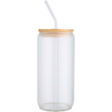 Logotrade promotional product image of: Mirage 500 ml single-walled borosilicate glass jar with bamboo lid