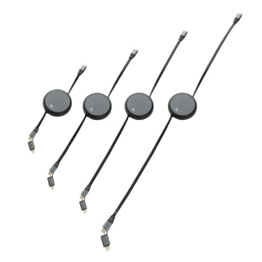 Logotrade promotional items photo of: Terra RCS recycled aluminium retractable 240W 2-in-1 cable