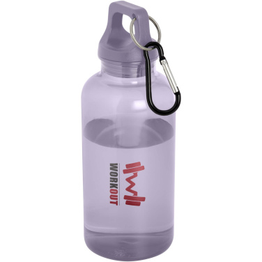 Logotrade advertising product picture of: Oregon 400 ml RCS certified recycled plastic water bottle with carabiner