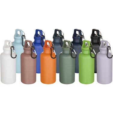 Logo trade promotional gifts picture of: Oregon 400 ml solid colour RCS recycled plastic water bottle with carabiner