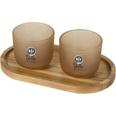 Logo trade promotional giveaways picture of: Male wooden serving tray and glass cups set