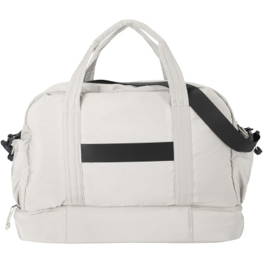 Logo trade promotional products image of: Puffer GRS recycled duffel bag with insulated bottom 30L