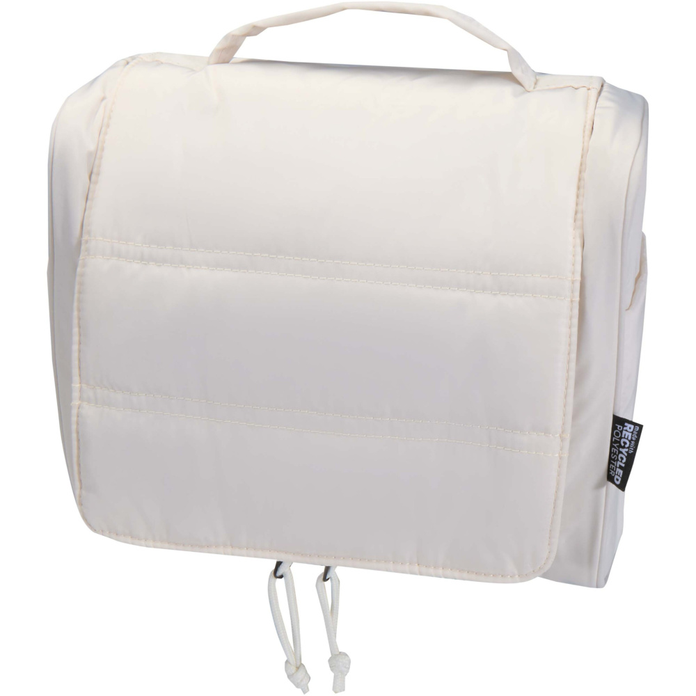 Logo trade promotional merchandise image of: Puffer GRS recycled hangable toiletry bag 8L