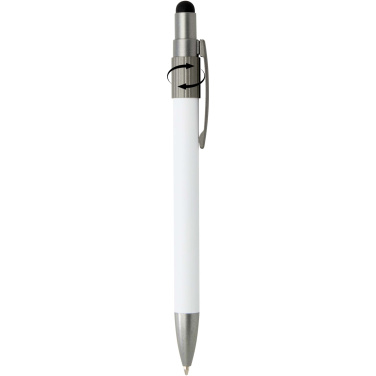 Logotrade promotional merchandise picture of: Rill RCS recycled ballpoint pen with stylus and fidget spinner (black ink)