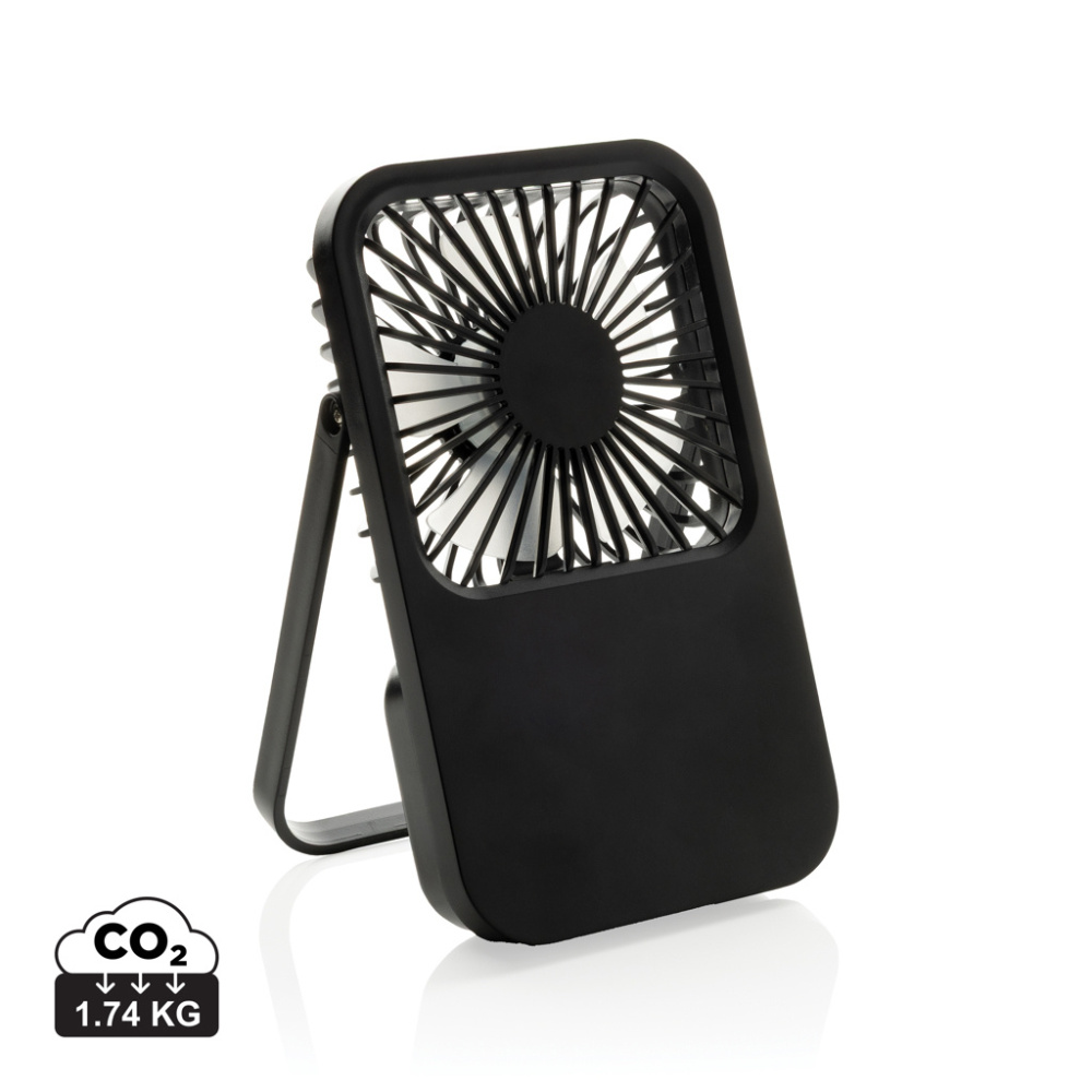 Logotrade promotional merchandise picture of: Aervina RCS recycled plastic re-chargeable desk fan