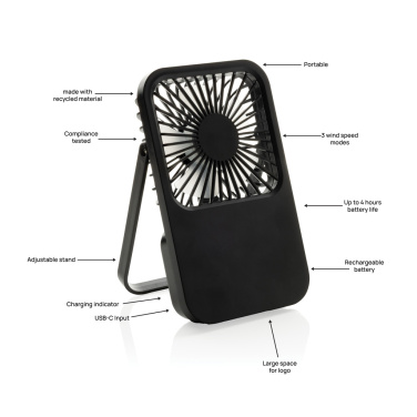 Logotrade promotional giveaway picture of: Aervina RCS recycled plastic re-chargeable desk fan