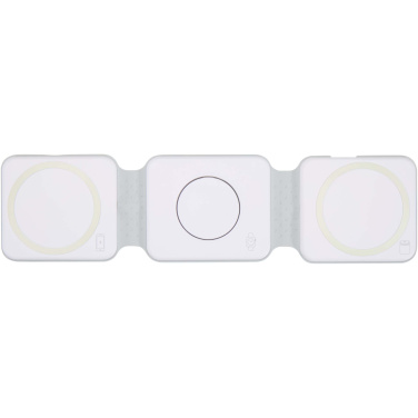 Logo trade promotional giveaways image of: Armus 3-in-1 15W recycled plastic foldable wireless charger