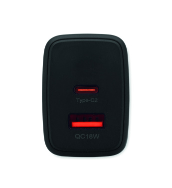 Logo trade promotional giveaways picture of: EU 2-pole wall adapter/charger