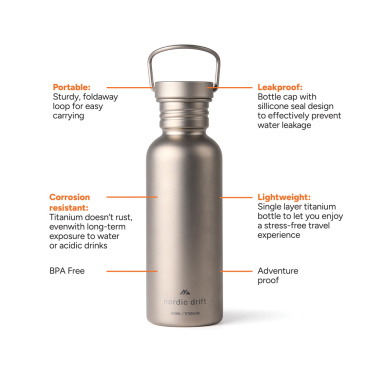 Logotrade corporate gifts photo of: Nordic Drift Trail Ultra Light Titanium 600ml Water Bottle