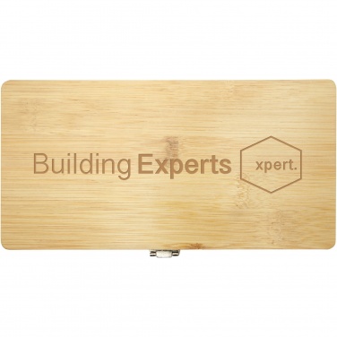 Logo trade firmakingid foto: Neetiga 19-osaline bambusest/taaskasutatud plastist tööriistakomplekt