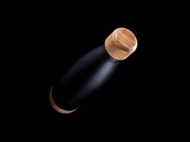 Logo trade ärikingid foto: Roostevabast terasest vaakumpudel bambusest kaane ja põhjaga