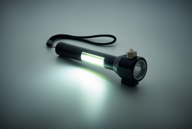 Logo trade reklaamkingi pilt: 3-ühes alumiiniumist taskulamp koos avariivasara ja turvavöölõikuriga, kohandatava trükilahendusega